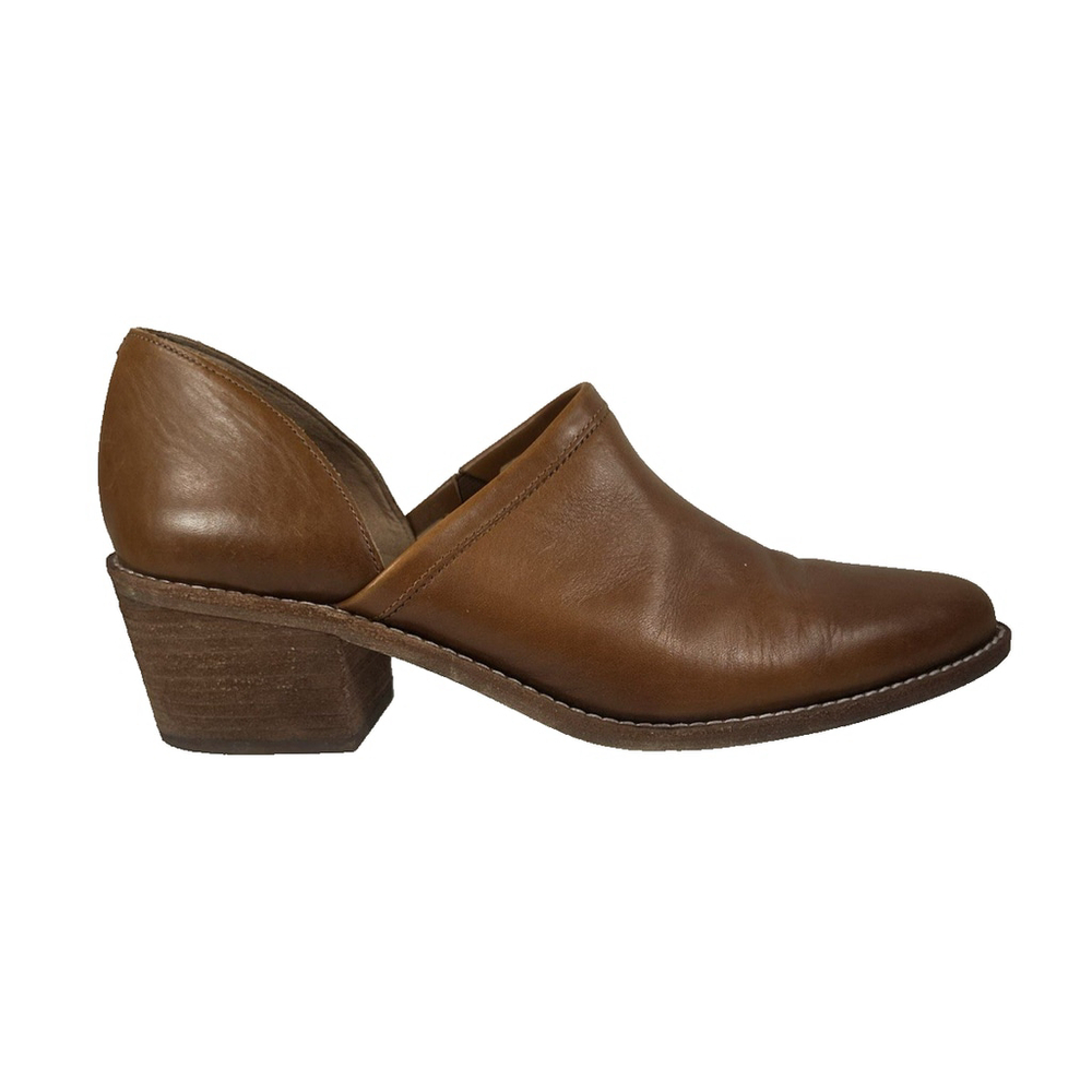 Madewell The Brady Lowcut Bootie Women's Size 11 Brown Leather Heel Slip On